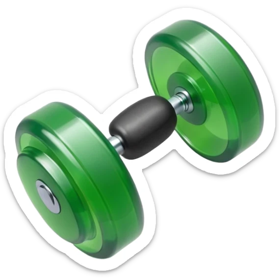 A simple emoji-style icon of a transparent green plastic gym dumbell logo, folder envelope, slightly open, with clean edges, soft shine, and subtle shading, conveying fitness organization and active lifestyle. sticker