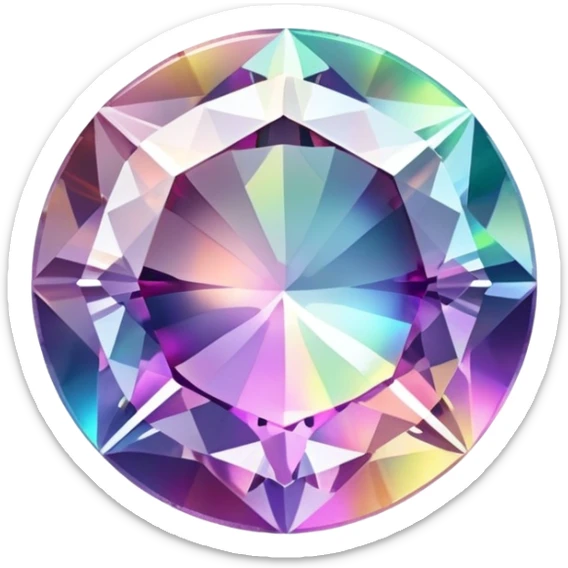 Brilliant round cut mystic quartz crystal with holographic color shifts and faceted edges sticker