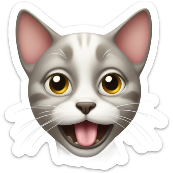 cat farting with tongue out and eyes crossed sticker