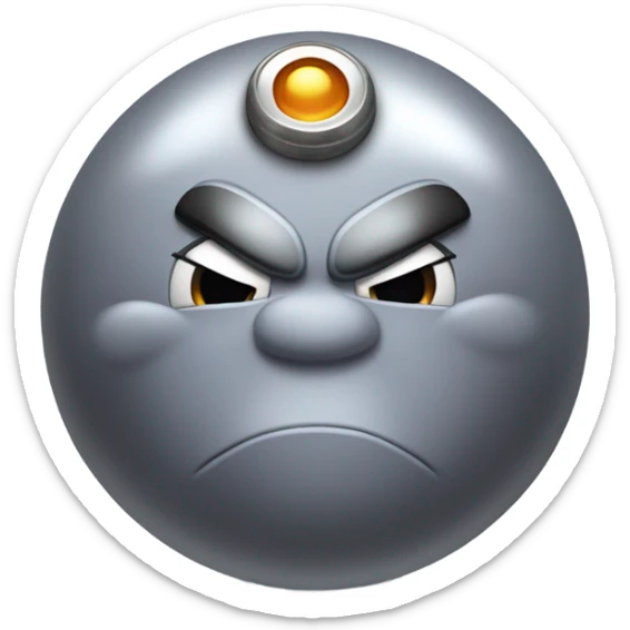 Metal cute mad Kirby Gray ball driving on car wheels with mad eyebrows game sticker