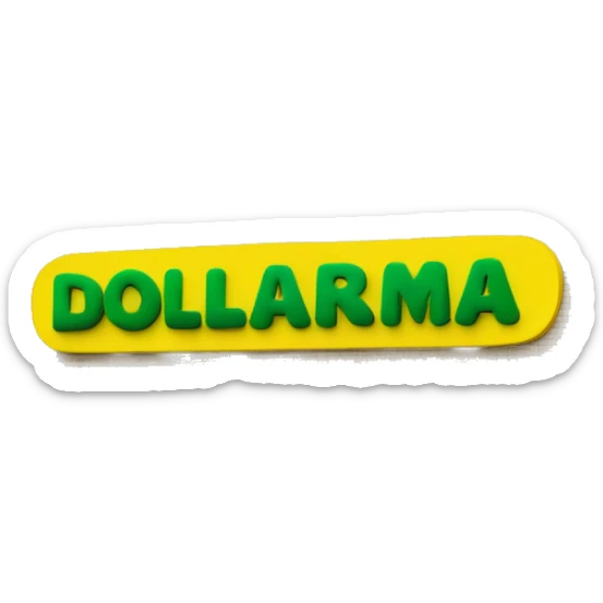 “Exterior of a Dollarama store with the bright green facade, bold yellow Dollarama sign, large front windows, and entrance doors, capturing the look of a budget-friendly retail store.” sticker