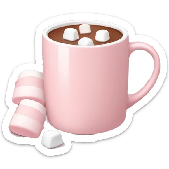 Light Pink mug of hot chocolate with marshmallows  sticker