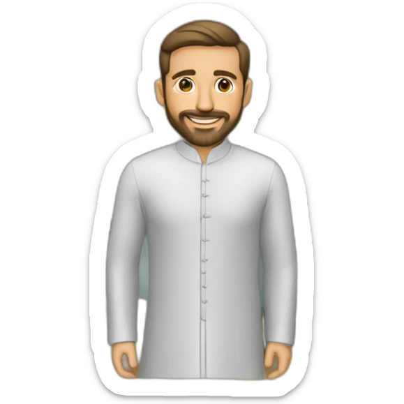 Homme en Qamis avec un panneau où il y’a écrit « je t’aime » sticker