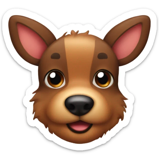 Cute Rudolph the deer face with a brown furry dog sticker