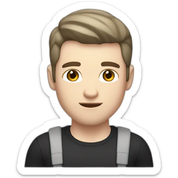 Confused Pale skinned Fit Man With the biceps and dark brown hair in black shirt, gray sports shorts and white Sneakers sticker