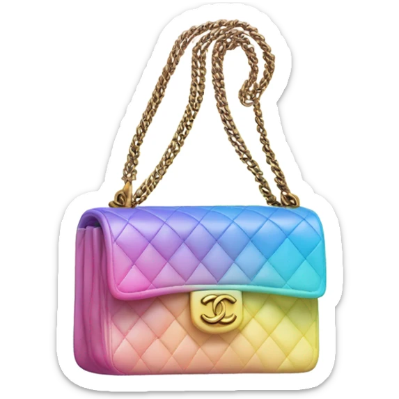 Chanel boy bag with Rainbow diagonal ombré with pastel pink, yellow and blue sticker