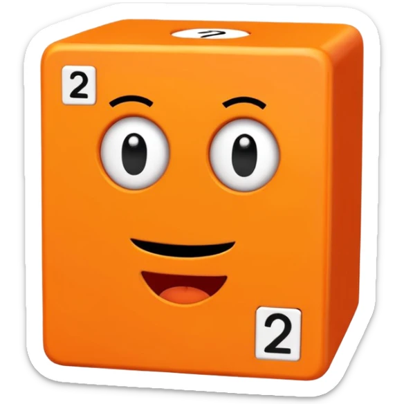 Orange square shaped character with a means it's numberblocks two sticker