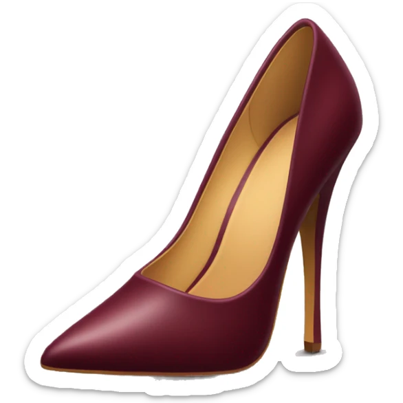 Realistic isolated pair of burgundy pointed toe high heel shoes sticker