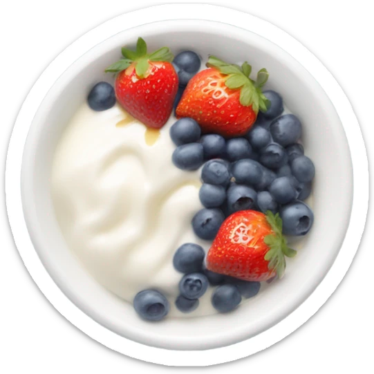 a bowl of yogurt and strawberries and blueberries with a drizzle of honey  sticker