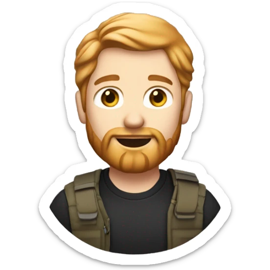 Male photographer with side parted strawberry blonde hair and a beard. sticker