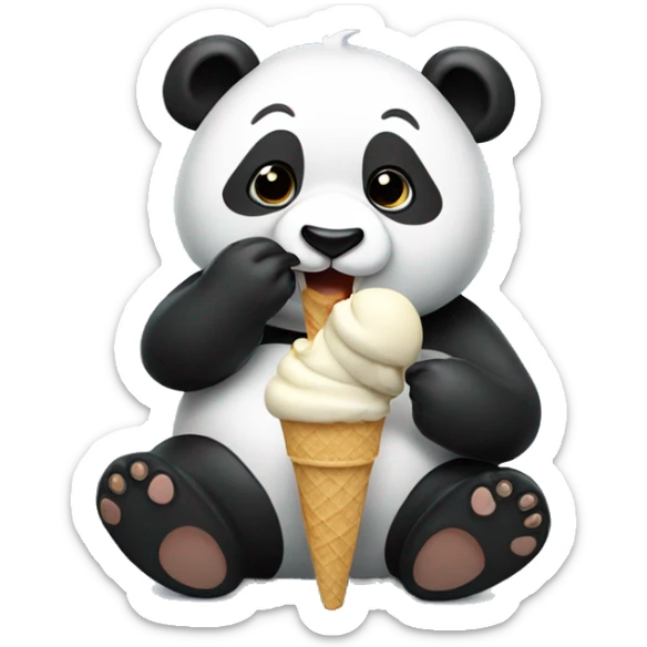 Panda eating ice cream sticker