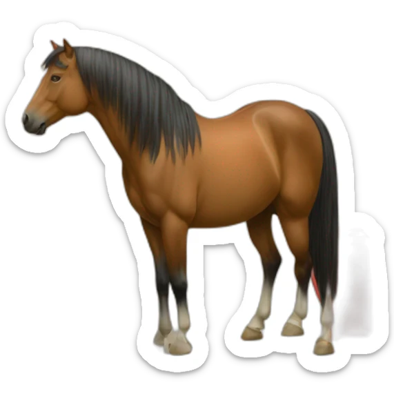 On the cover of the red book stands an image of a horse sticker