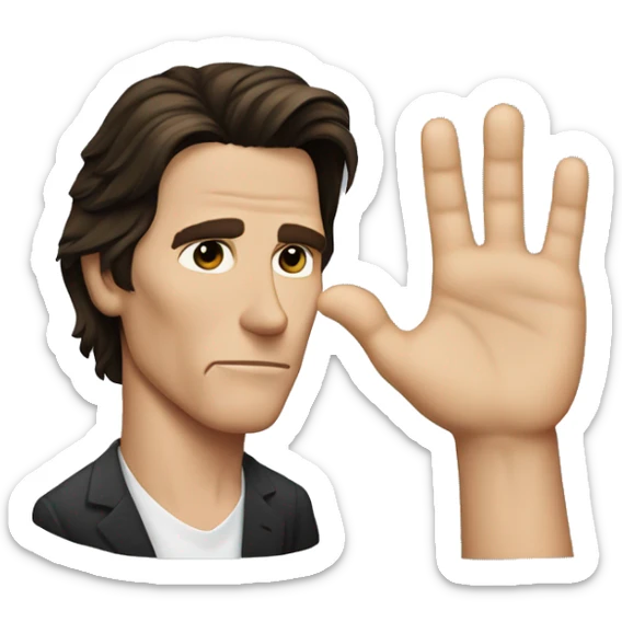 Christian Bale from American Psycho holding his hand in the shape of an L on his forehead. sticker