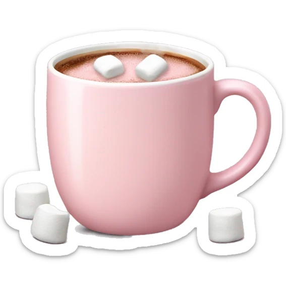 Light Pink mug of hot chocolate with marshmallows  sticker