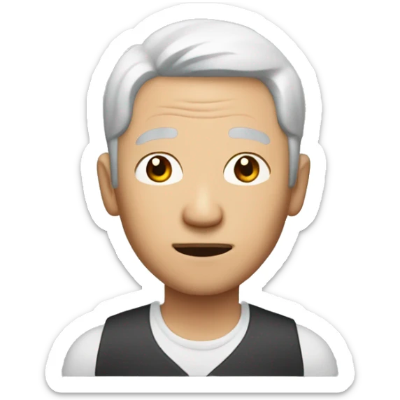 Asian man who age on 53 with glass and whie hair sticker