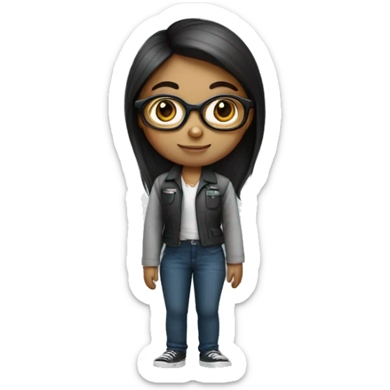 Girls who works as an ai engineer, big eyes, wear glasses, fair and long hairs sticker