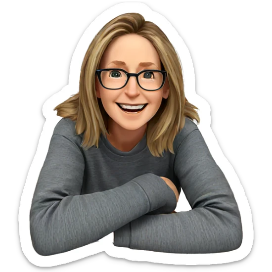 smiling girl with glasses sticker