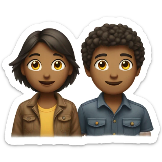 An emoji of two friends standing side by side, one girl and one boy. sticker