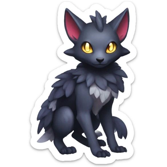 Cute cool shiny fantasy dark-shadow-themed animal hybrid Fakemon full body sticker
