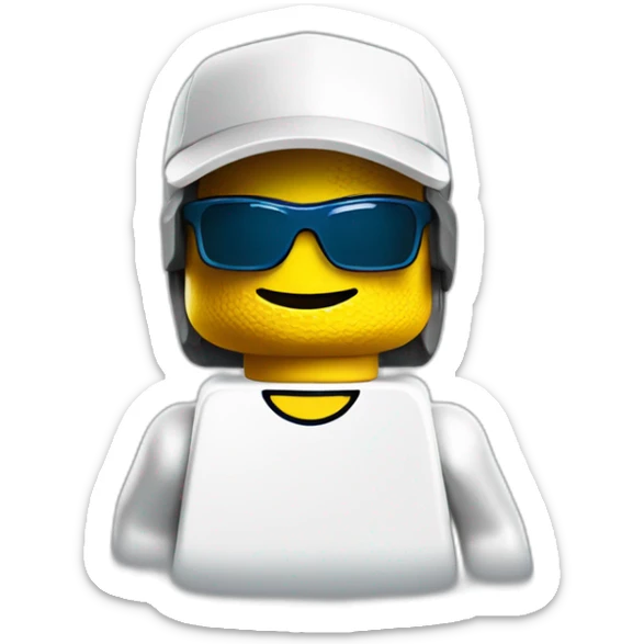 Lego head of tennis player in sport sunglasses and sport cap sticker