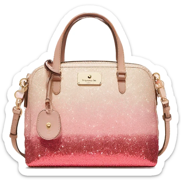 Realistic blush pink to tan ombre glitter kate spade satchel purse. sticker