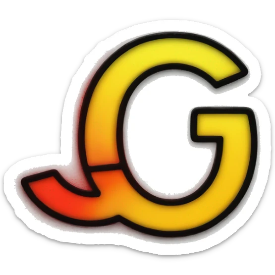 The word GG with the colors red black and yellow. Neon color theme sticker