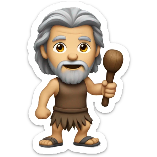  Caveman with long gray hair and a gray goatee holding a gavel and running a meeting  sticker
