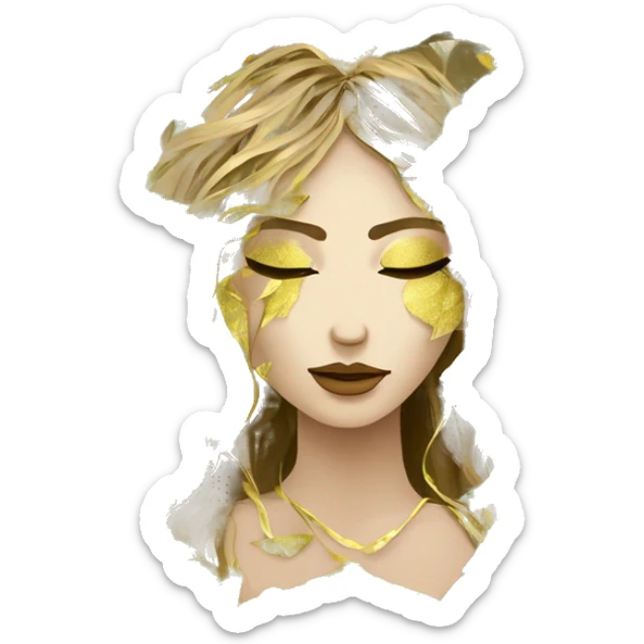  Hemp 420 lady face melting gold drizzle kintsugi palm leaves tropical made of 420 origami newspaper roses hemp leaves lantern fairy lights burning paper and hemp leaves in hair sticker