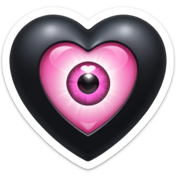 A black heart Gem with a pink eye in the center sticker