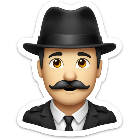Beau mec brun barbu moustache taillé yeux noir chapeau béret sticker