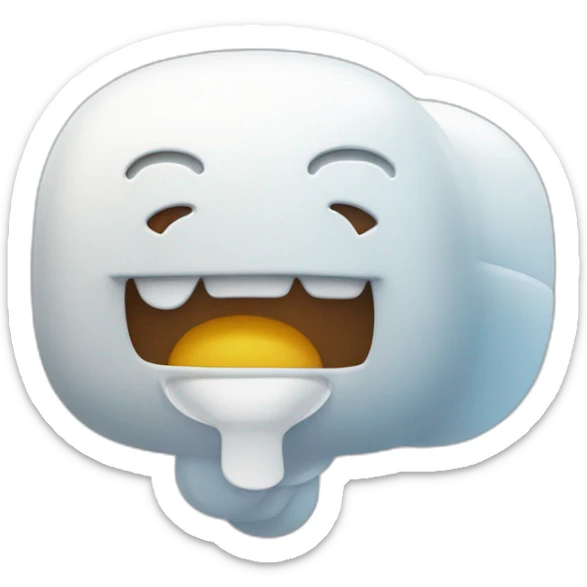 Icon of a bot that has the "conversation cloud" emoji flying out of its mouth sticker