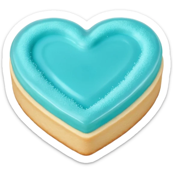 Realistic shortbread cookie in the shape of a heart with Tiffany blue color jelly middle filling and sprinkled powder sugar on top. sticker