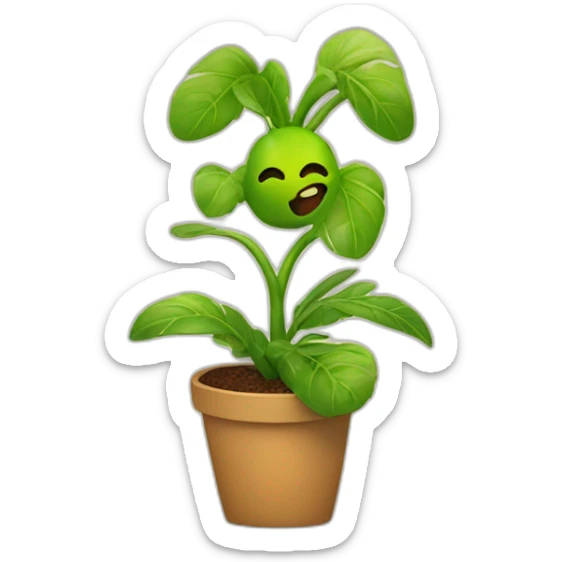 cute plant listening to music, she’s very happy sticker