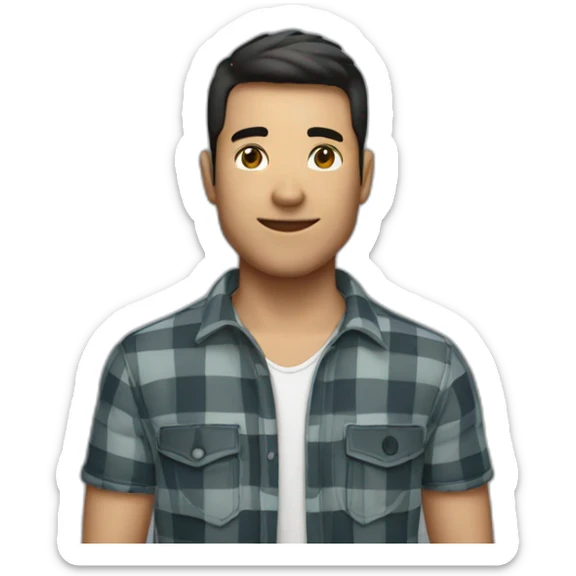 a moreno man wearing a casual outfit of jeans and checkered shirt sticker