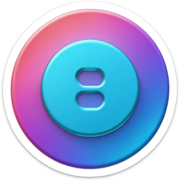
One  3d credit coin color in in gradient of turquoise, blue, pink, purple, and coral sticker