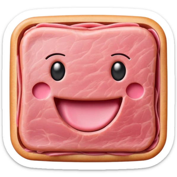kawaii SMILE face EMOJI made of SPAM MEAT sticker