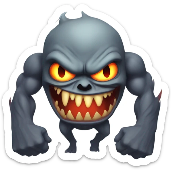 A very scary human Monster with Big muscle arms and flaming eyes  sticker