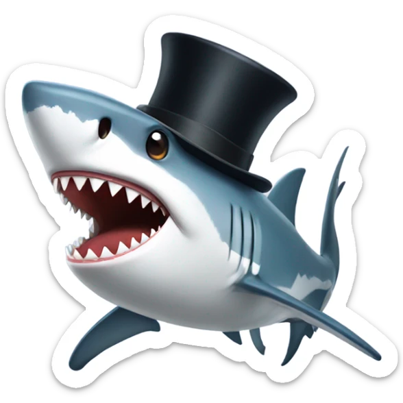Shark with a top hat sticker