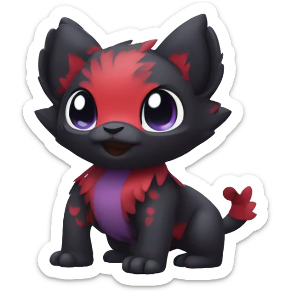Cute cool dark black red purple animal hybrid Fakemon full body sticker