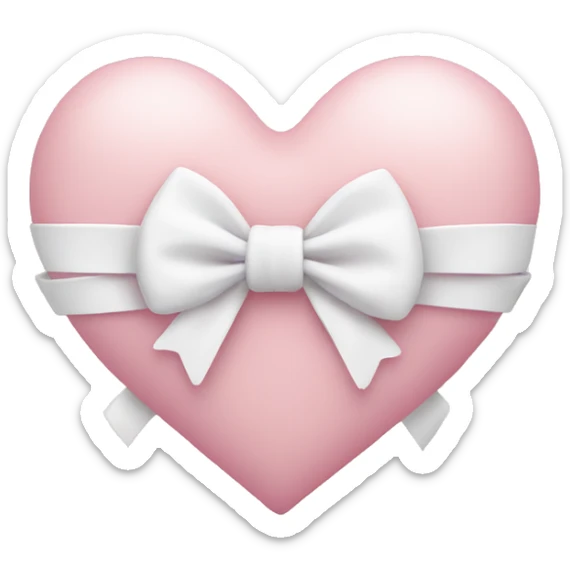 Pastel pink heart with white bow sticker