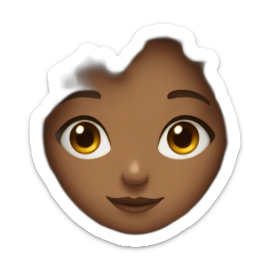 teenage girl with fluffy curly hair draws a picture sticker