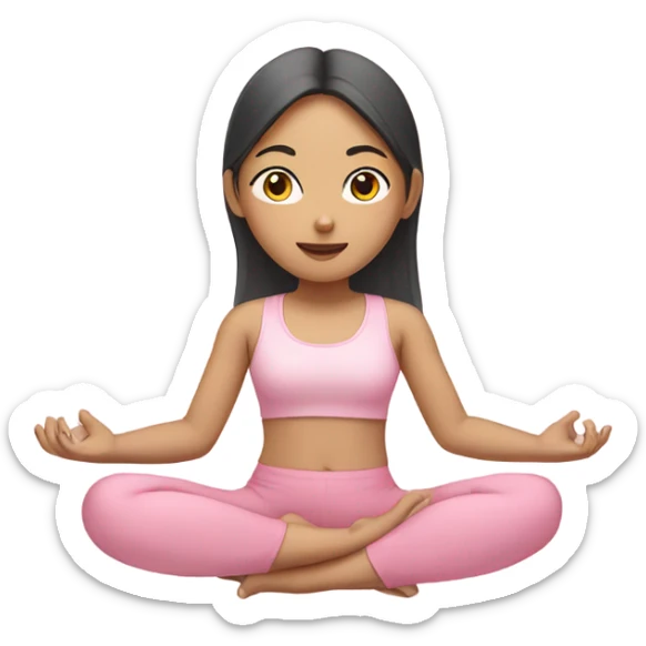 asian yoga girl light pink clothes  sticker