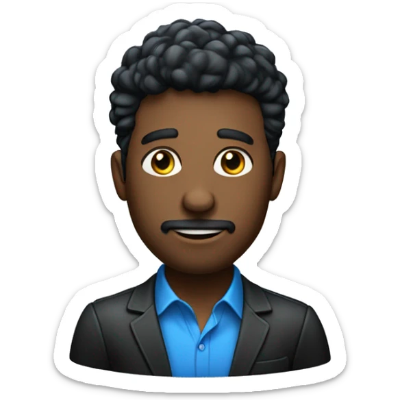 hombre con  una camisa azul corporativa de pelo negro sticker