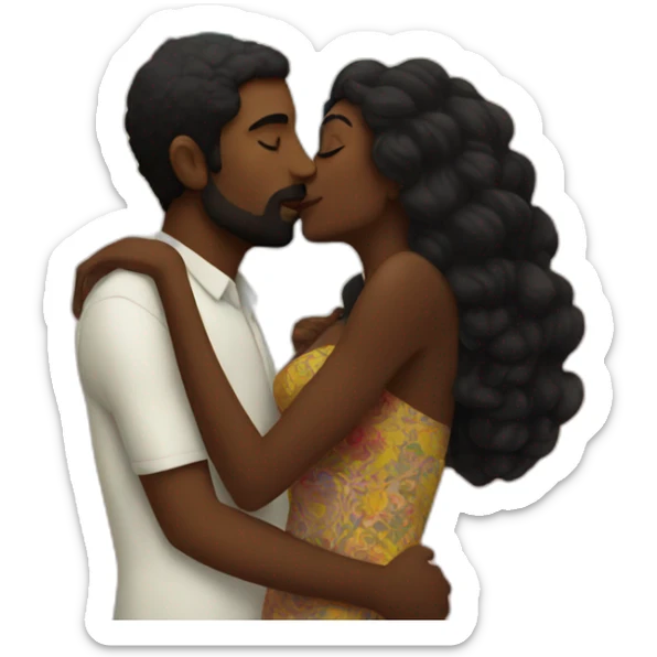 sicilian man kissing a black woman in a party sticker