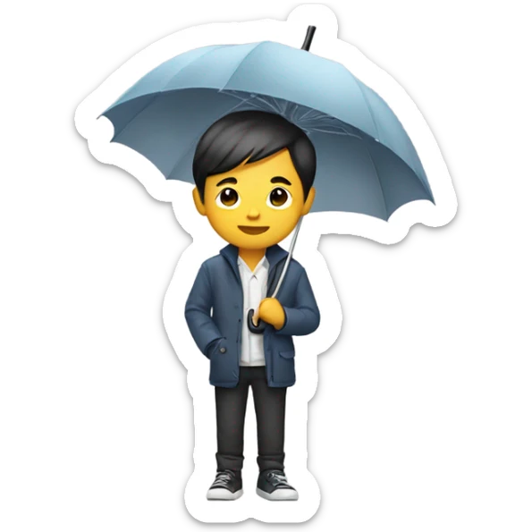 Stylish Asian boy holding umbrella sticker