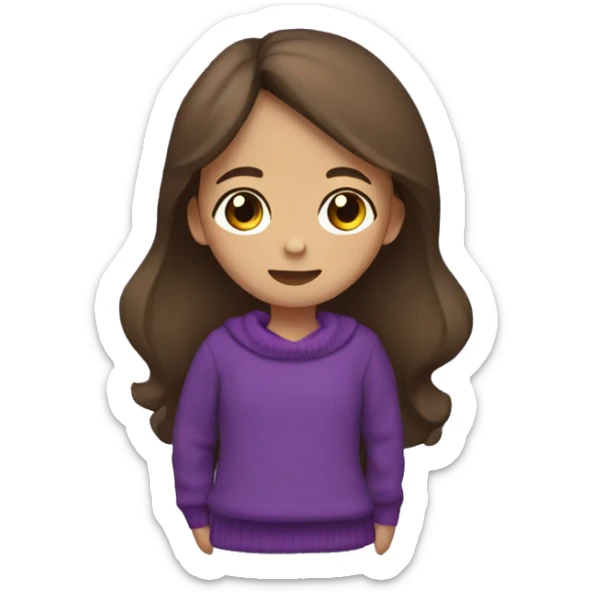 winter, christmas, hispanic, long brown hair, girl, brown eyes, child, full body, purple sweater sticker