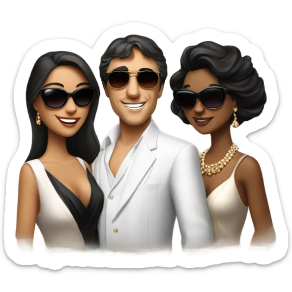 Tony Montana sunglasses happy with 3 beautiful ladies with him sticker