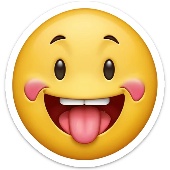 Regular yellow emoji, tongue sticking out with lots of drool sticker