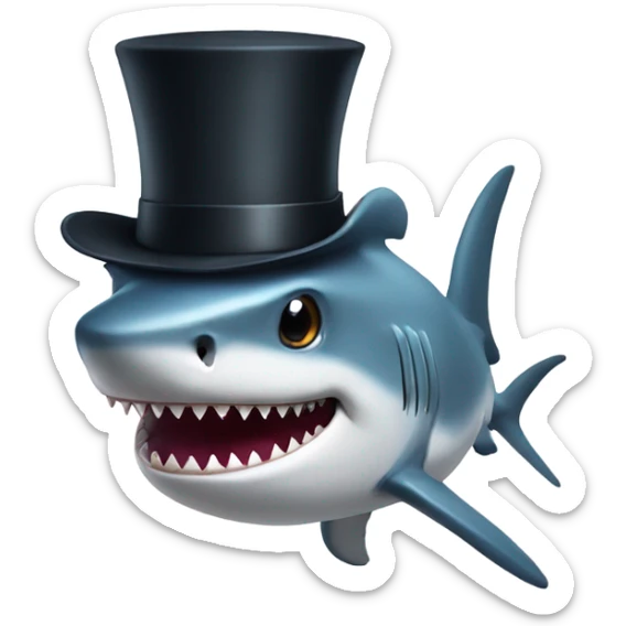 Shark with a top hat sticker
