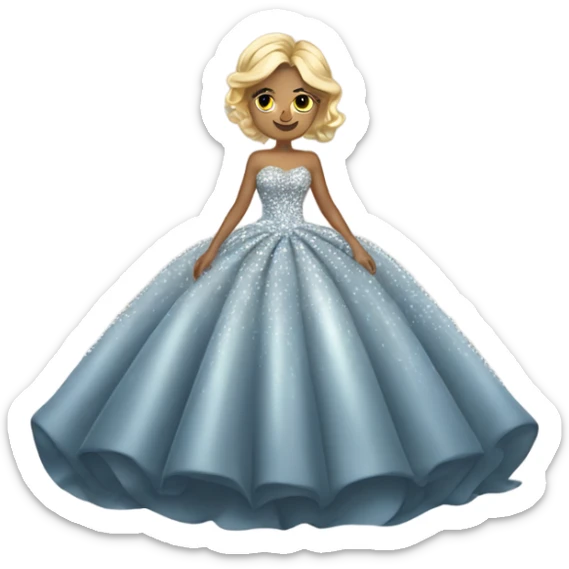 dress that looks like diamonds are coming up from the floor and engulfing a girl with dark blonde hair and mid skin luxurious ball gown x sticker